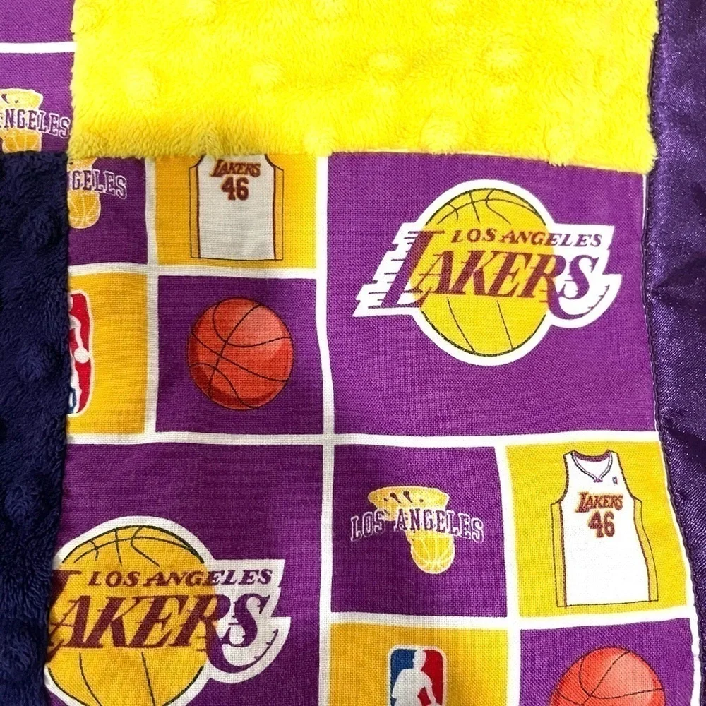 LOS ÁNGELES LAKERS inspired handmade patchwork baby quilt blanket